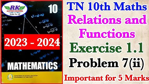 TN 10th Maths|Relations and Functions|Exercise 1.1|Problem 7 (ii)|Very Important for 5 Marks