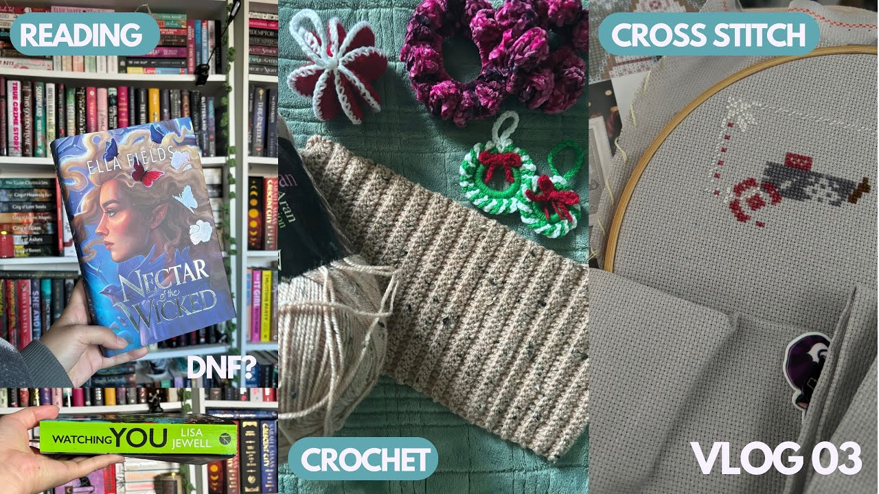 Spend some time with me 💕| Cross stitch, Reading & Crocheting Christmas gifts 🎁