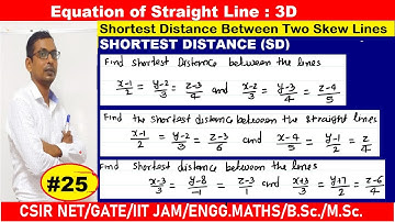 #25 shortest distance between two skew lines | find SD of x-1/2=y-2/3=z-3/4 and x-2/3=y-3/4=z-4/5