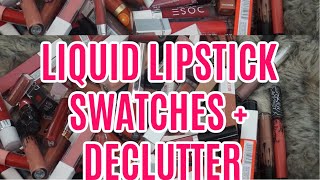 HUGE LIQUID LIPSTICK SWATCH + DECLUTTER |DECLUTTER 2020