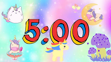 5 Minute Unicorn🦄 Countdown Timer⏲️ with Music🎶 for Kids and Adults!!