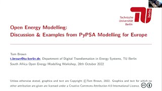 Experience with Open Energy Modelling, as well as an overview of PyPSA - Prof Tom Brown