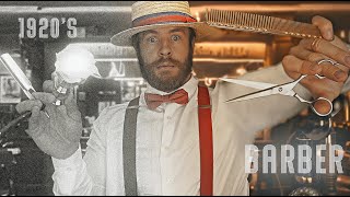 ASMR | Authentic 1920's Barbershop (Colourised)💈Haircut \u0026 Shave💈