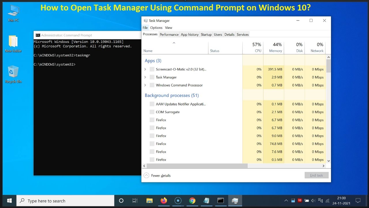 skjule Latterlig Kom forbi for at vide det How to Open Task Manager Using Command Prompt on Windows 10? - YouTube