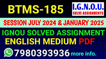 BTMS 185 Solved Assignment 2024-25 English, BTMS 185 Solved Assignment 24-25, BTMS-185 Assignment
