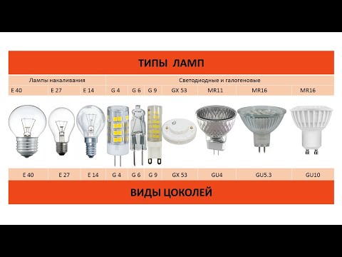 Виды цоколей и лампочек