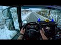 Pov truck driving  scania r500 so much snow asmr 4k new gopro