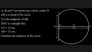 Calculate the Diameter of a Circle using intersecting Chords theorem