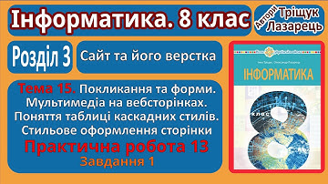 Тема 15. Покликання та форми. Поняття таблиці каскадних стилів. Завдання 1 | 8 клас | Тріщук