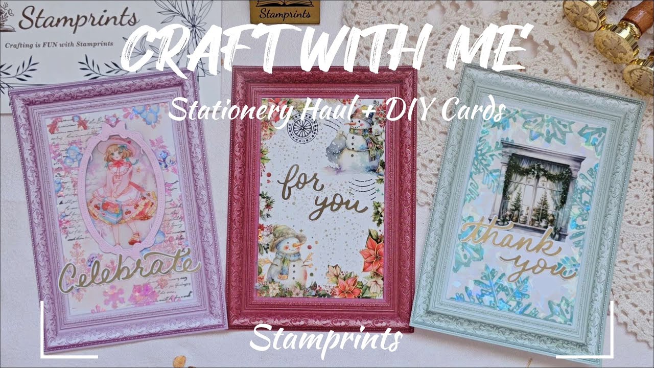 ASMR Craft With Me | Making DIY Cards + Festive Stationery Haul ft ...