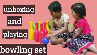 Unboxing and playing bowling set! Bowling play set!