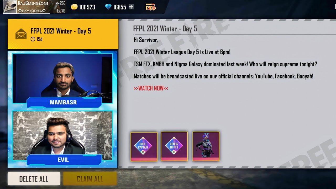 FFPL Match Day 6 Power Up Redeem Code Free Fire || Today Redeem Code Free Fire