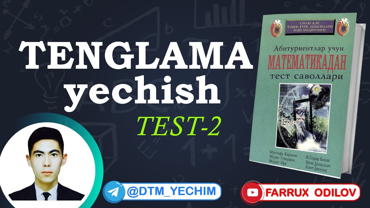 Tenglama yechish (TEST2) Turk litsey yechimlari YouTube