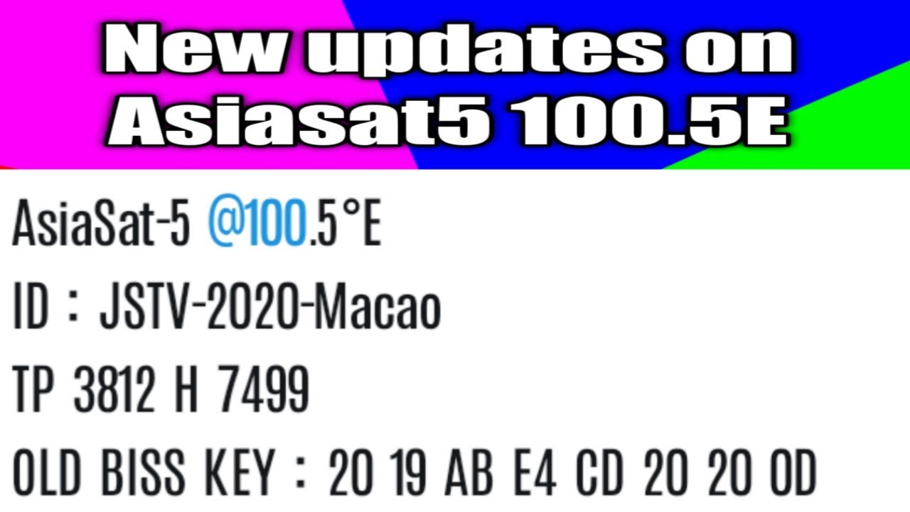 New updates on Asiasat5 100.5E new key