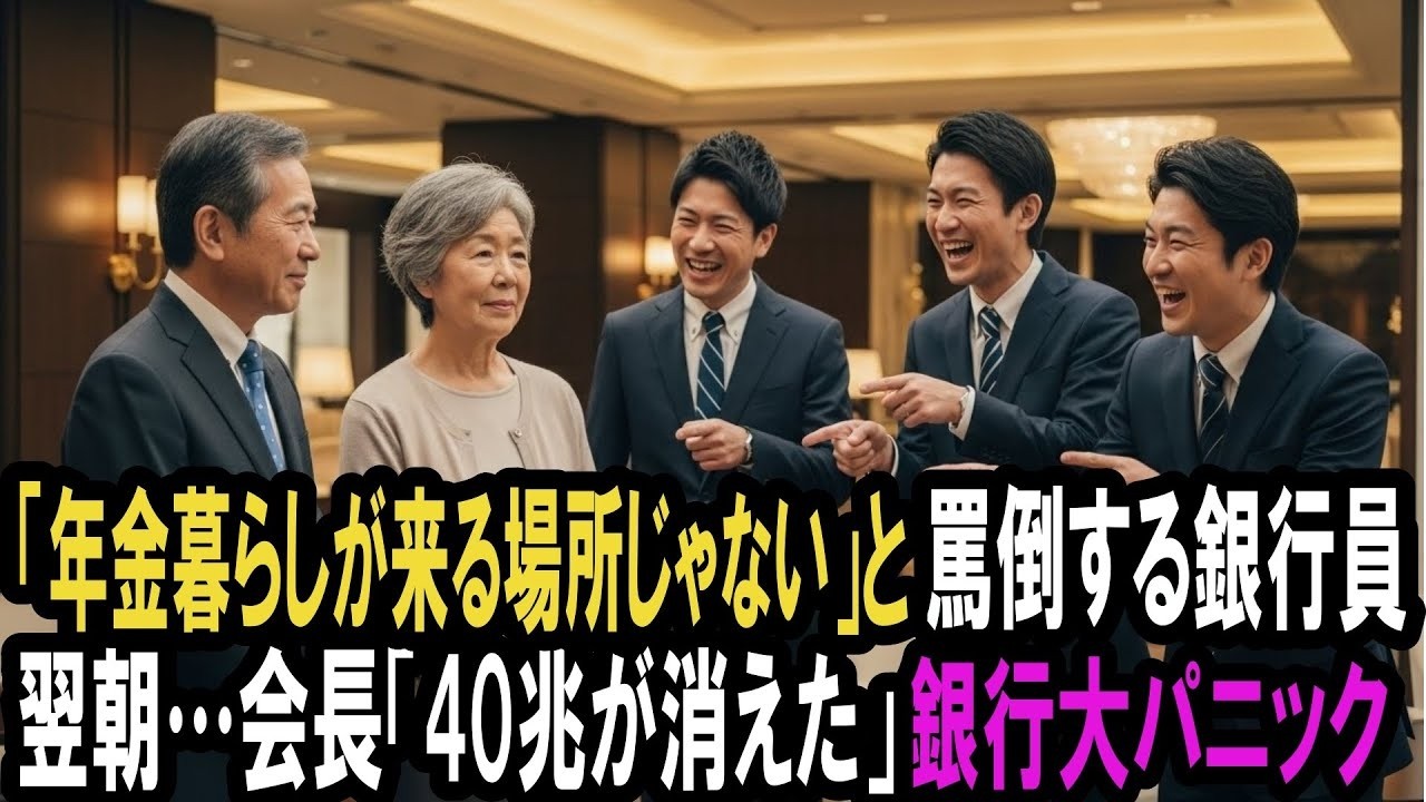 高級ホテルのラウンジで「年金暮らしが来る場所じゃない」と老夫婦を追い出した外資系銀行マン。翌朝、会長「当行の資金40兆が消えた」本社が凍りついた