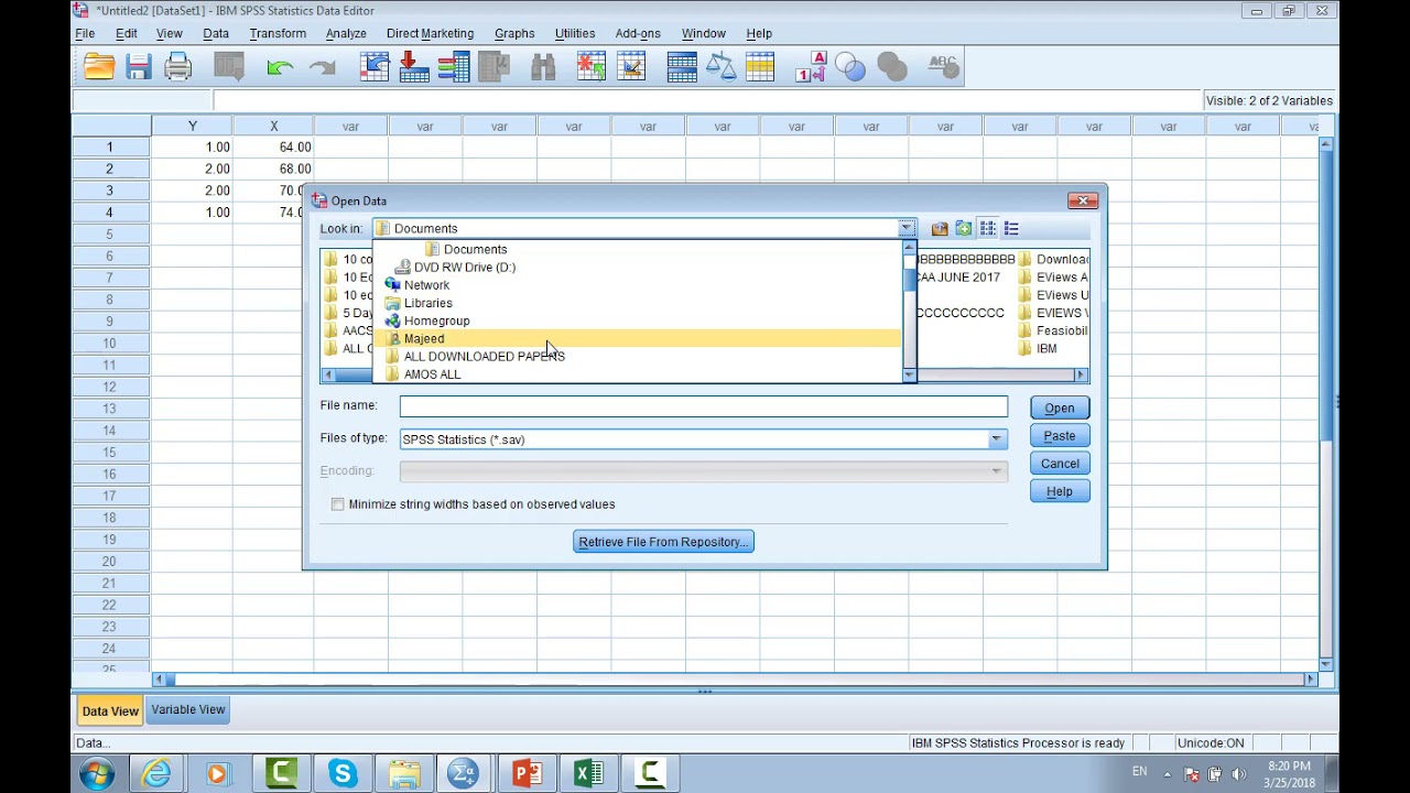 SPSS 25) How to create variables , entering and import data 