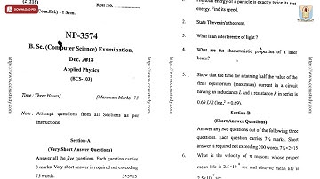 BSC 1ST SEM CS APPLIED PHYSICS NP DEC 2018 | CCSU