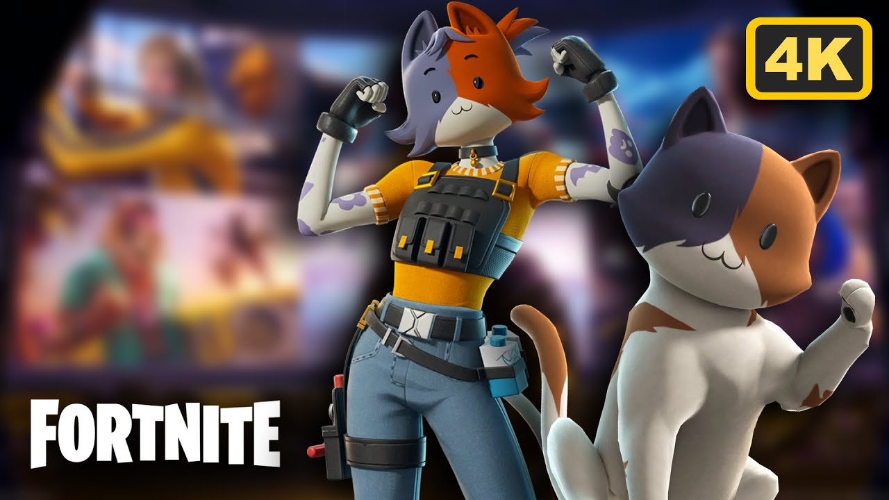 Fortnite - Cate Meowdy with Kit Sidekick Gameplay (4K60)