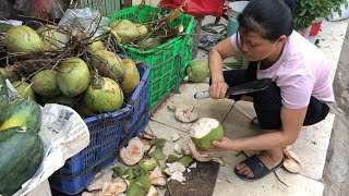 Fresh Durian & Coconut Cutting Skills from Vietnamese street food vendors - Vietnamese street food