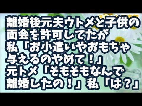 【スカッとする話】離婚後元夫ウトメと子供の面会は許可してたが私「お小遣いやおもちゃを与えるのやめて」元トメ「あなたが買ってあげないから…そもそもなんで離婚したのよ！」私「は？聞いてないんですか？」