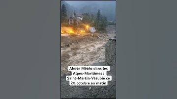 Alerte météo dans les Alpes-Maritimes : Saint-Martin-Vésubie, ce 20 octobre au matin. #tempetealine