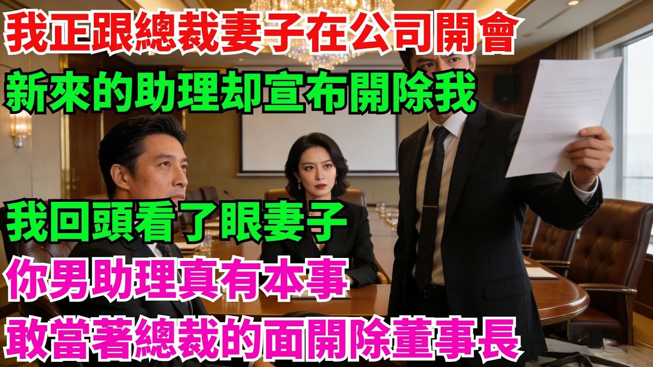 我正跟總裁妻子在公司開會，新來的男助理突然宣佈開除我，我回頭看了眼妻子：你男助理真有本事，敢當着總裁的面開除董事長！#故事頻道#感人壹幕#老年生活#奇聞#情感小説#中老年
