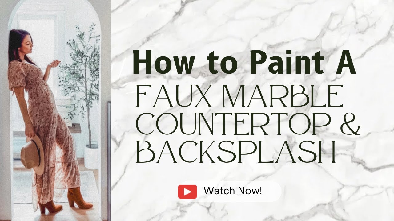 How to Paint Faux Marble Countertop and Epoxy Countertops and Install a Faux Marble Slab Backsplash