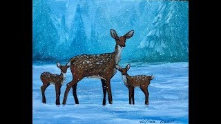 Winter Deer Acrylic Painting Lesson with Victoria Gobel