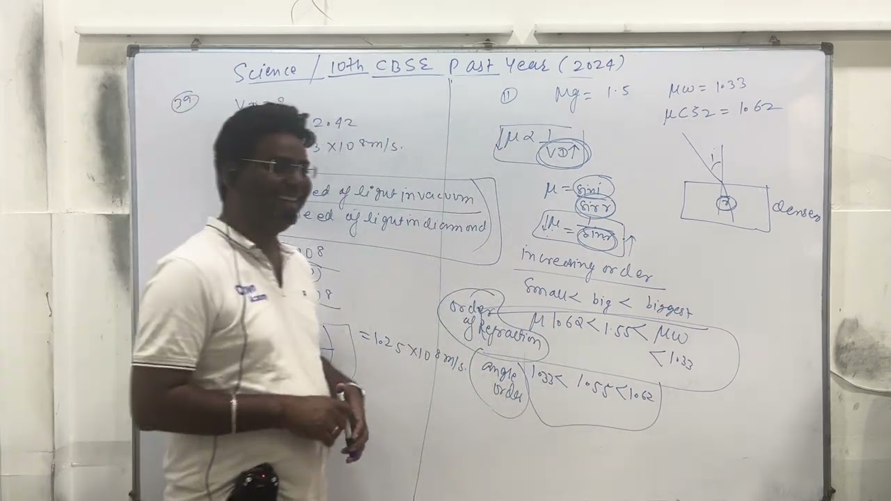 10 Cbse science past year paper solution of refractive index &reflectionnumericalsolvedby ManishSir
