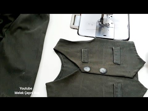 Kullanılmayan Pantolondan 1 yaş için Pantolon Yelek dikimi✅️Trouser vest sewing for 1 year old child