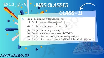 Class 11 Ex 1.1 Q 5 List all the elements of the following sets