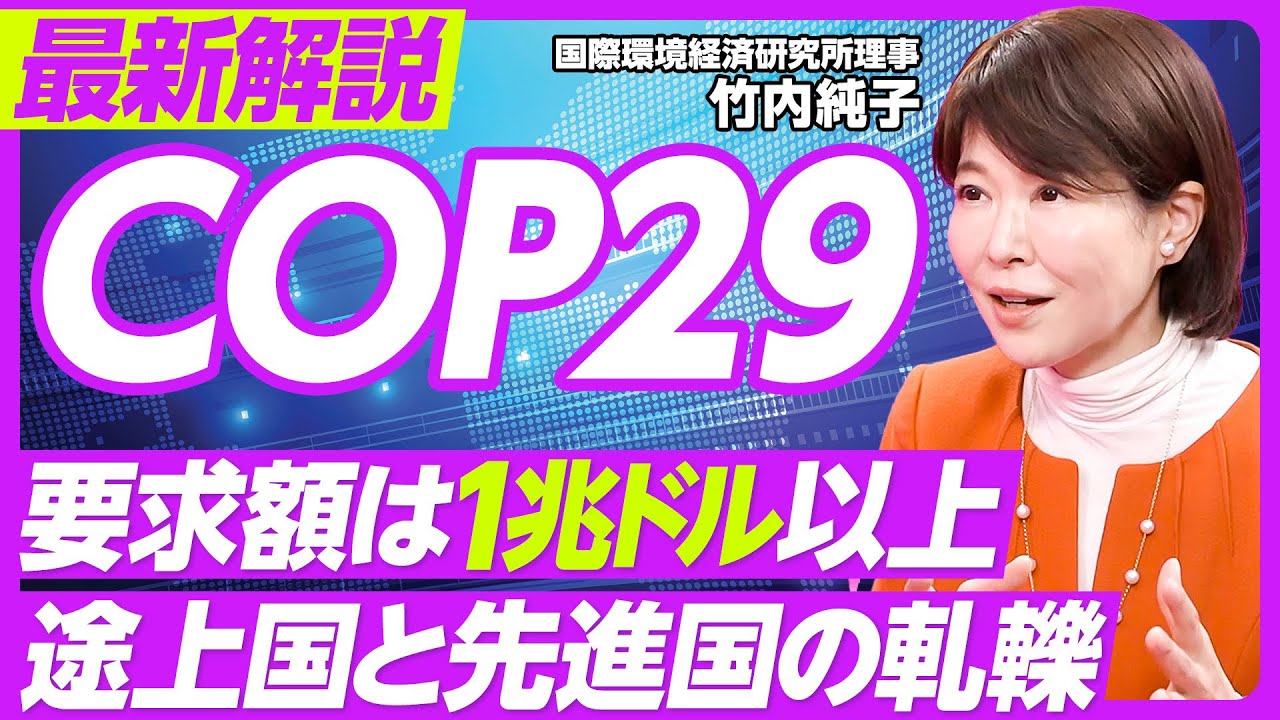 【最新解説：COP29】COP29で語られたこと／日本の存在感／「資金のCOP」と言われた理由／途上国が求める１兆ドル以上の支援／アメリカの支援は見込めない／インドの猛烈な抗議／欧州経済の悪化