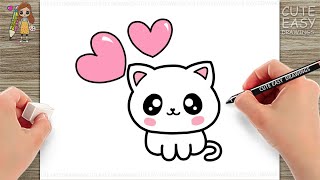 How to Draw a Cute Cat Easy - YouTube