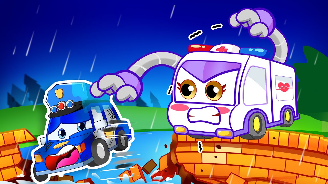 Robocar | Menyelamatkan mobil polisi yang jatuh ke dalam parit 👮‍♂️🚓 Kartun Anak | RoboSquad