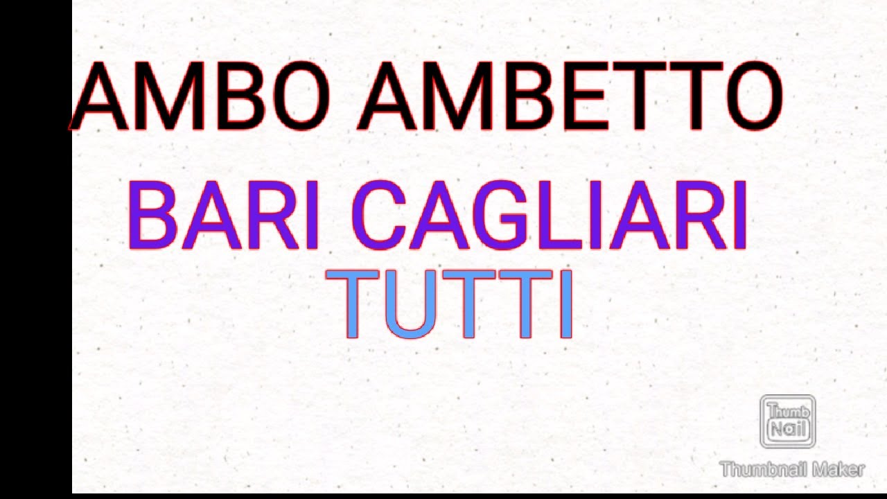 METODO LOTTO AMBO SECCO BARI CAGLIARI MARTED 13 LUGLIO YouTube