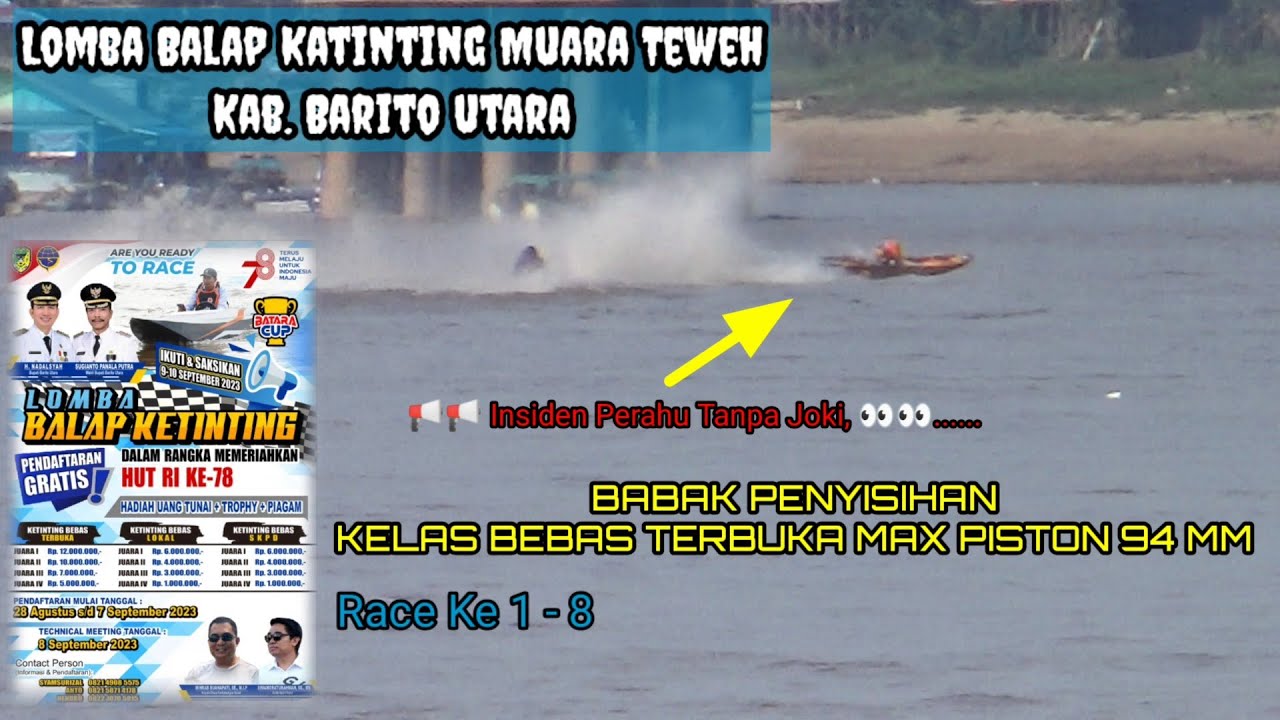 📢 Insiden Perahu Tanpa Joki//SESI KE 1, RACE KE 1-8//BALAP KATINTING MUARA TEWEH, KAB. B. UTARA🏆🇮🇩.