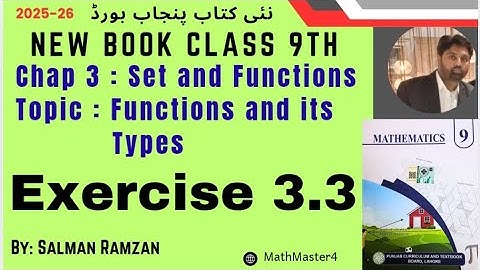 Class  9th | New Book Math 2025  | Punjab Board | Ex 3.3 | Complete | Relation and  Functions 