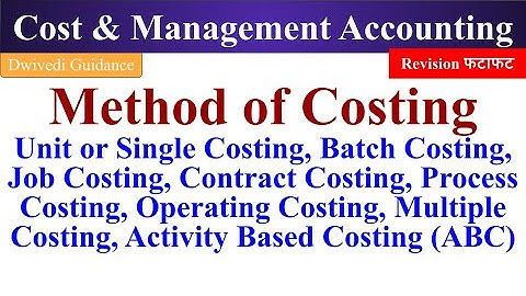 Method of Costing, Batch Costing, Job Costing, ABC, Contract, Process Costing, Cost Accounting