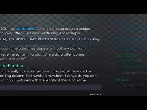 Add ROW_NUMBER() Equivalent in Pandas Without Partitioning