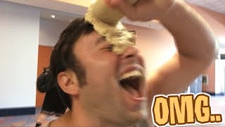 HE SPILLED COFFEE ON HIMSELF!
