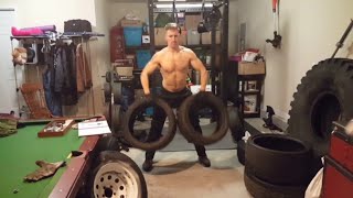 JUST TIRES WORKOUT: Shoulders and Triceps | Exercising in a small space, all tires workout