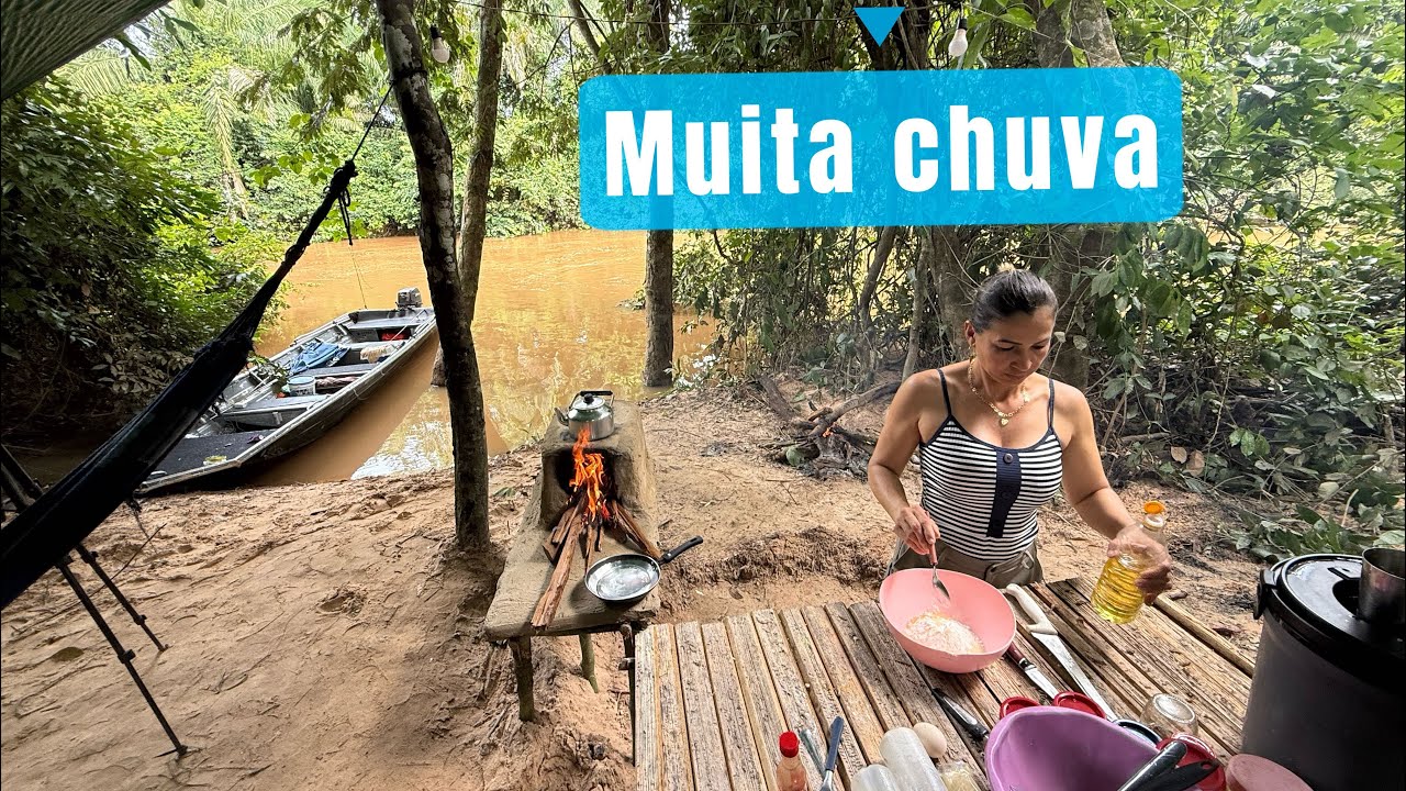 ⛺️🌧️ACAMPAMENTO e PESCARIA com muita CHUVA com direito a um FRITO delicioso 
