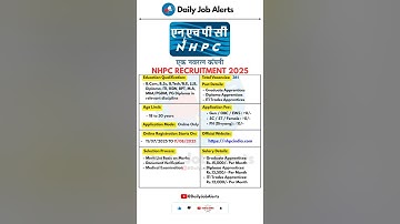 NHPC Recruitment 2025 | New Vacancy 2025 | Daily Job Alerts #shorts