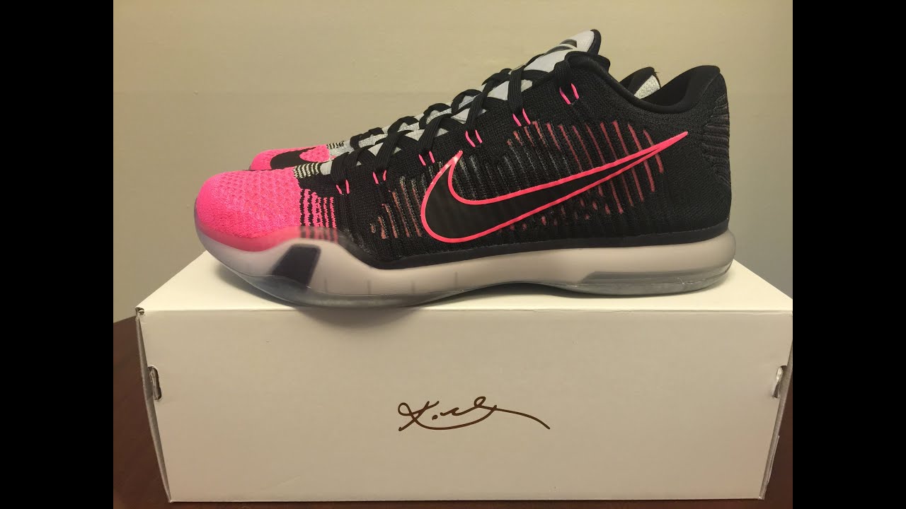 NIKE KOBE X 10 ELITE LOW 747212-010 MAMBACURIAL BLACK GREY PINK FLASH - YouTube