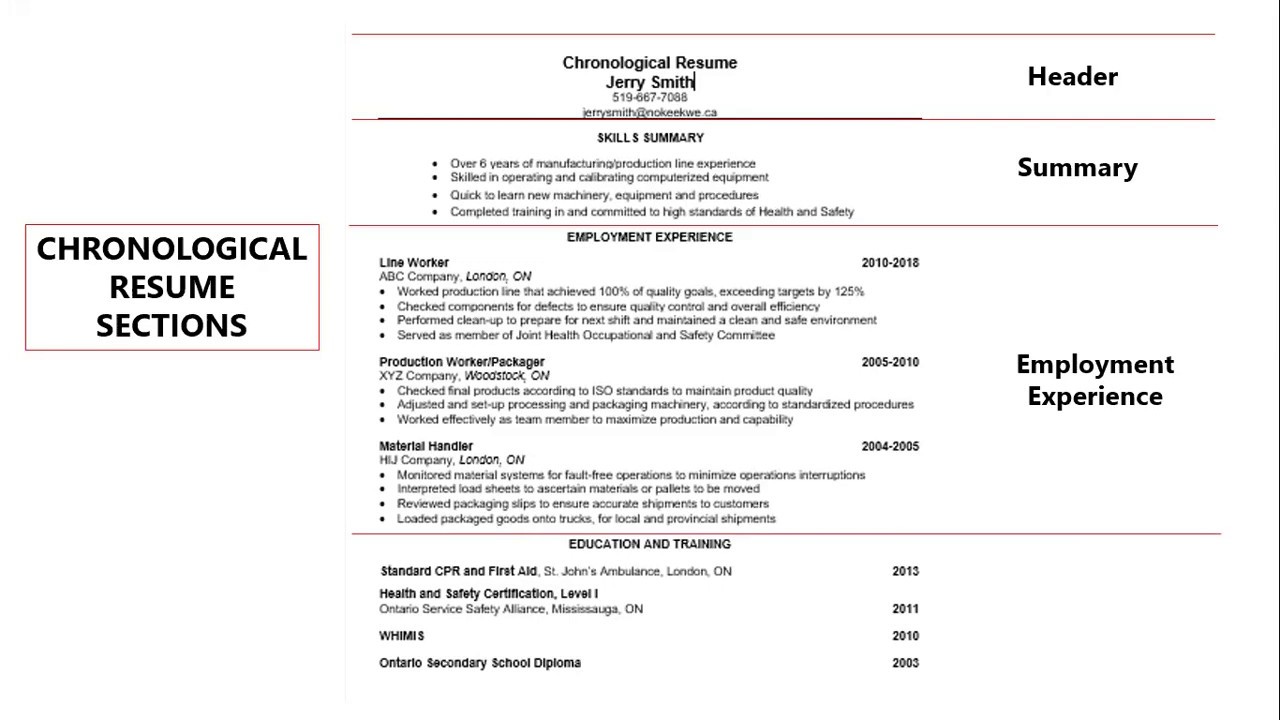 how to create chronological resume