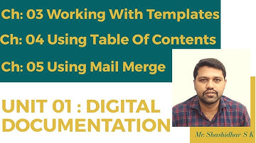APS- CLASS X-INFO. TECH.(402)-UNIT 1-PART -2 -DIGITAL DOCUMENTATION(CH.3,4 & 5) -Mr.SHASHIDHAR S K