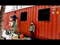 Welding Angle IRON Window Frames in Our OFF-GRID Shipping Container Cabin in the Woods