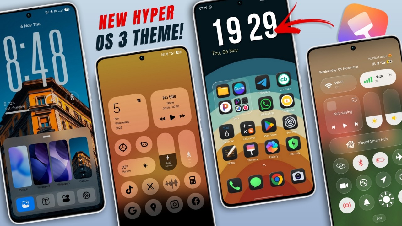 HyperOS 3.0 Customisation - Dark Icons + Liquid Glass Control Centre!