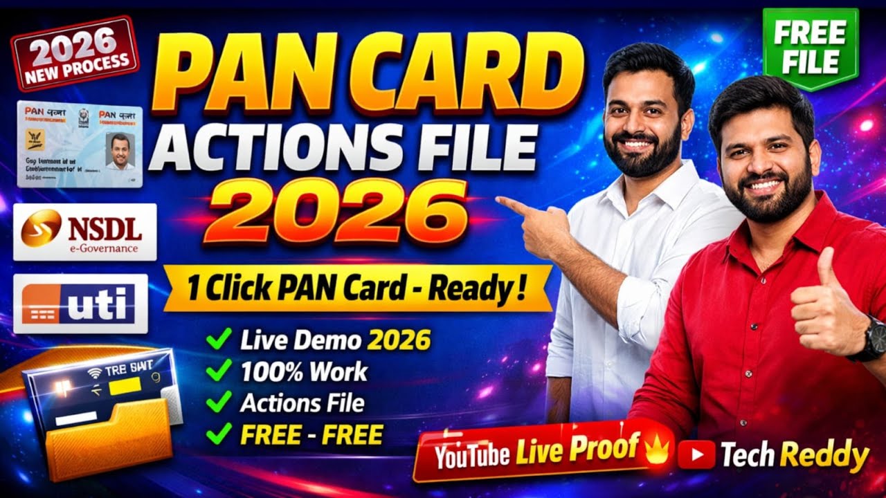 1 Click Pe Pan Card Reddy | Pan Card Actions File | 100% Wark | Photoshop 7.0 Actions File 2026 |