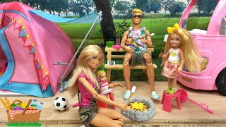 Barbie and Ken at Barbie’s Dream House Getting Ready for Camping Trip with Barbie’s Sister and Baby